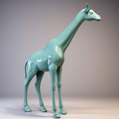 Große lebensgroße Giraffenfigur - Seegrün