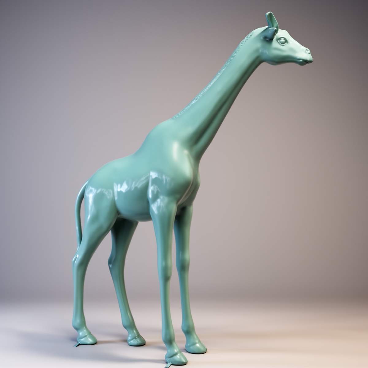 Große lebensgroße Giraffenfigur - Seegrün