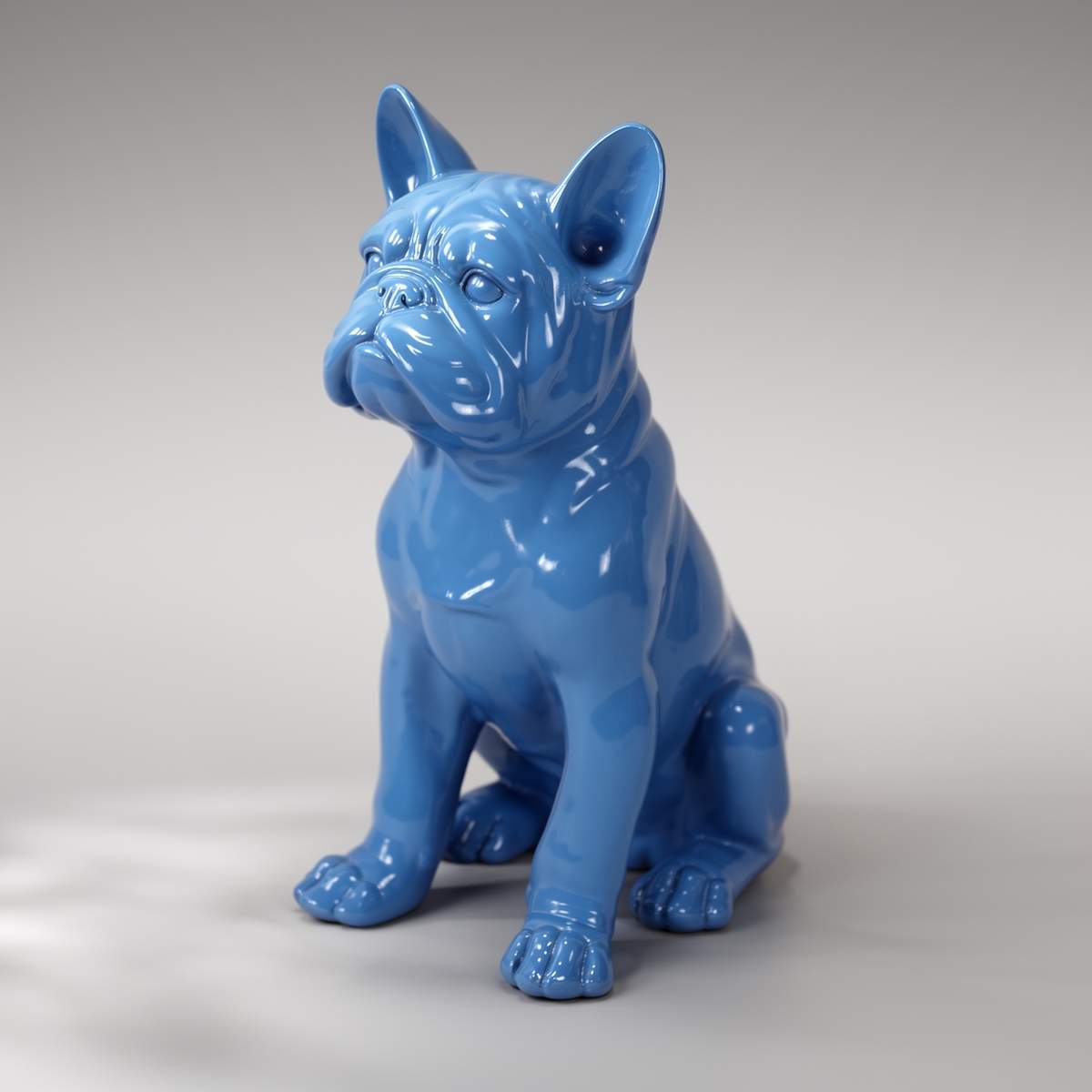 Dekorative Bulldogge Juki L Sitzend Einfarbig Mit Aufkleber Figur
