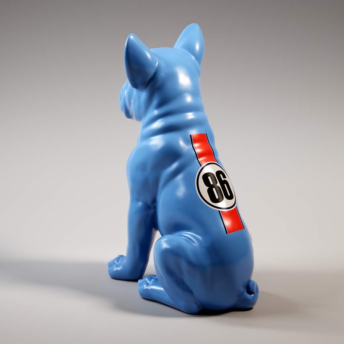 Dekorative Bulldogge Juki L Sitzend Einfarbig Mit Aufkleber Figur – Bild 2