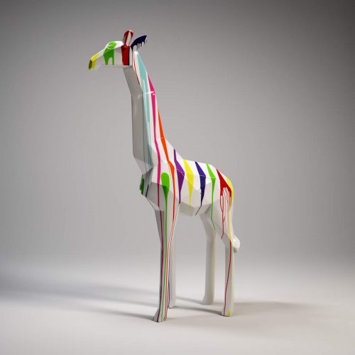 Große geometrische Giraffenfigur aus Laminat – Weiß