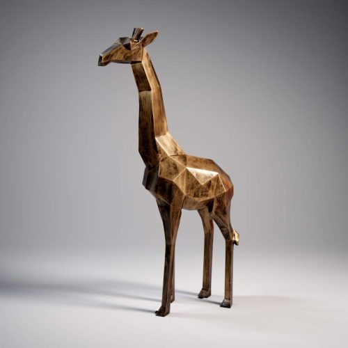 Große geometrische Giraffenfigur aus Laminat – Patina