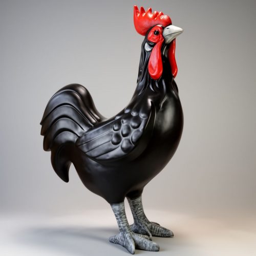 Große Figur des blauen Hahns