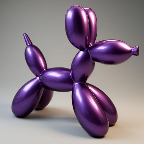 Große dekorative Ballonhundfigur - Metallic-Lila