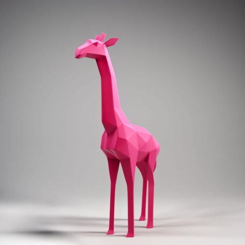Kleine Figur Geometrische Giraffe Rosa