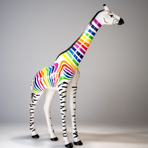Große lebensgroße Giraffenfigur - Bunter Zebra