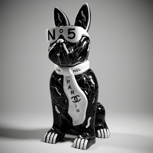 Mittlere Bulldoggenfigur mit Krawatte und Brille - No. 5