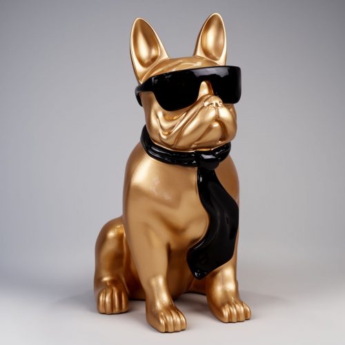 Kleiner Bulldogge mit Krawatte und Brille - Gold