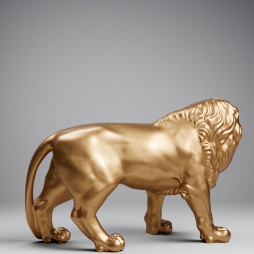 Große stehende Löwenfigur - Gold