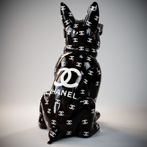 Mittlere Bulldoggenfigur mit Krawatte und Brille - Nr. 5 - Logo