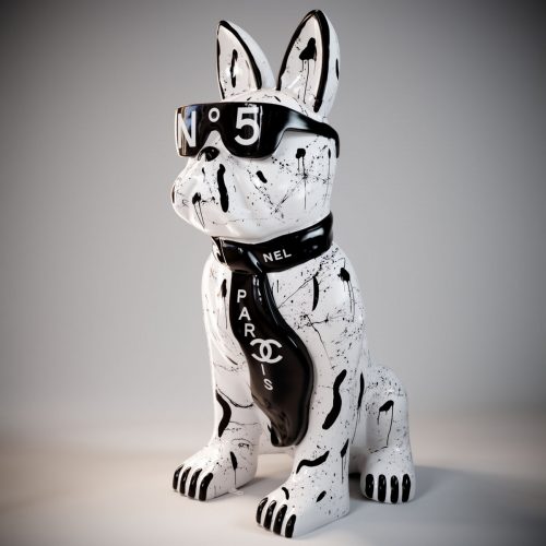 Mittlere Bulldoggenfigur mit Krawatte und Brille - No. 5