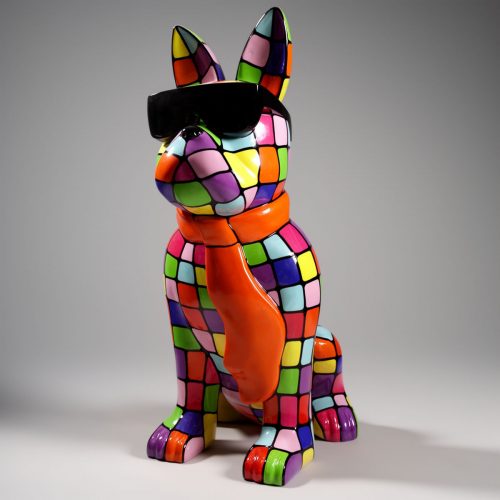 Hund Große Bulldoggenfigur mit Krawatte und Brille - Smartie
