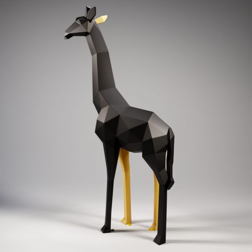 Große geometrische Giraffenfigur aus Laminiertem Material - Gold/Schwarz