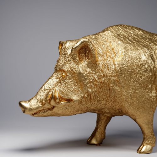 Goldener Wildschwein in Lebensgröße