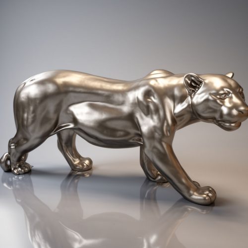 Stehender Panther in Lebensgröße - Metallisches Gold