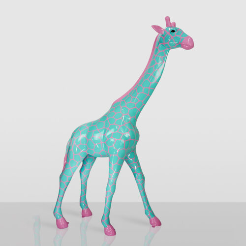 Große Giraffe 230CM Rosa Version mit Céladon-Flecken