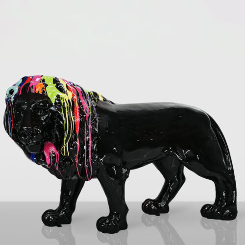 Große Stehende Löwenfigur - Schwarzer Trash