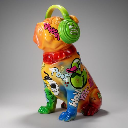 Bulldog mit Kopfhörern - Pop Art