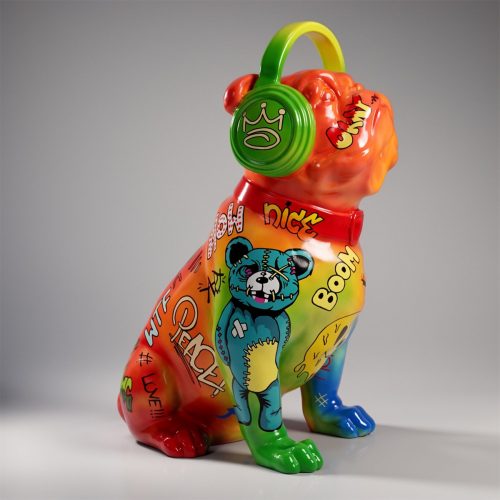 Bulldog mit Kopfhörern - Pop Art