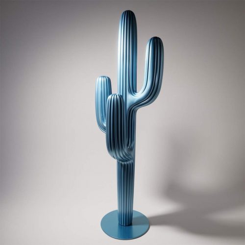 Wandhaken Kaktus Blau Metallic