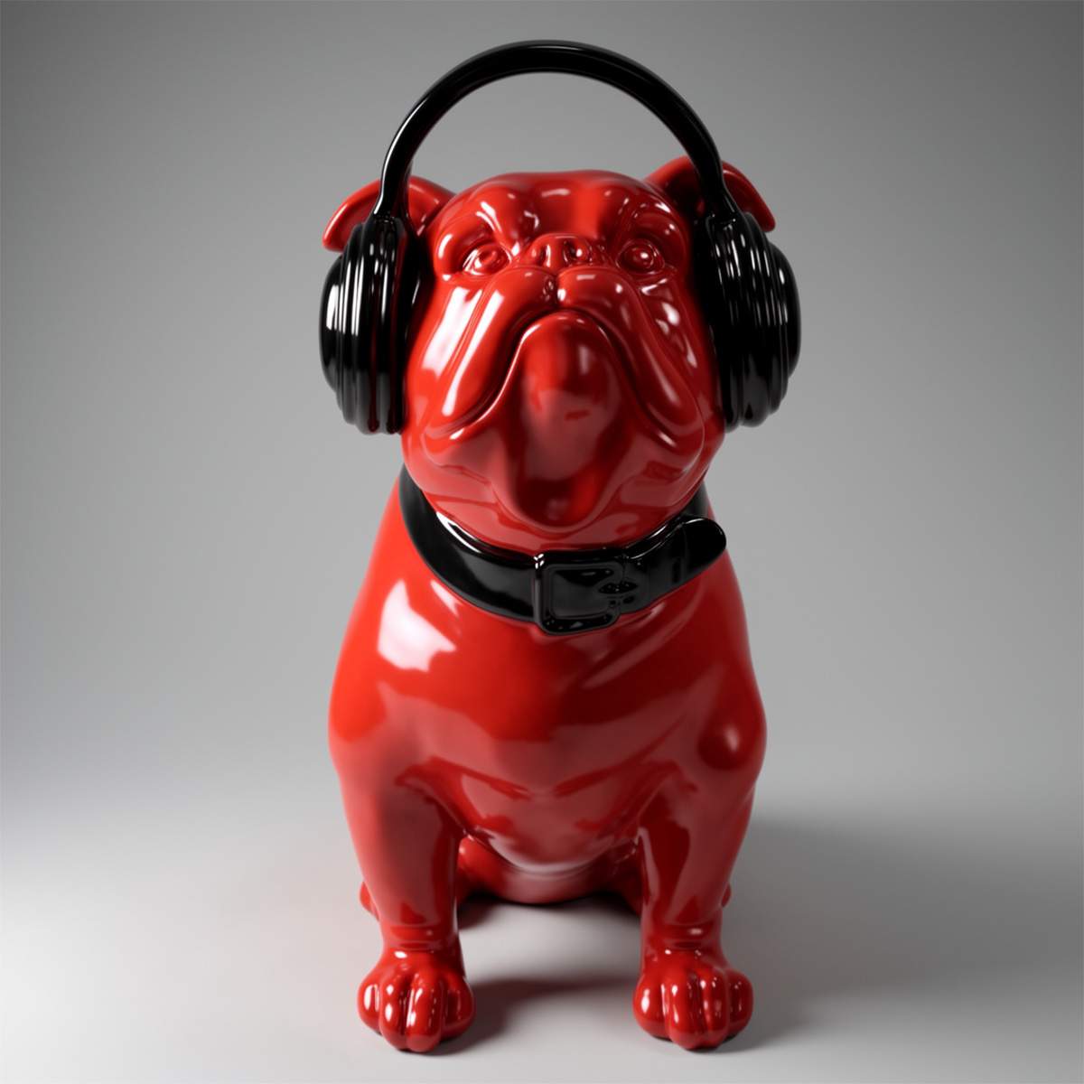 Bulldog Hund mit Kopfhörern - Rot – Bild 2