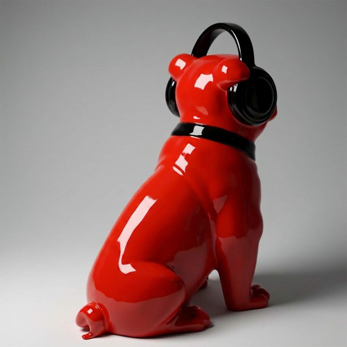 Bulldog Hund mit Kopfhörern - Rot – Bild 3