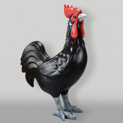 Große Figur des blauen Hahns