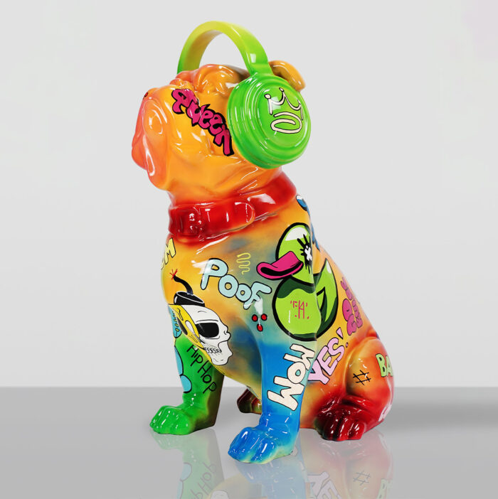 Bulldog mit Kopfhörern - Pop Art