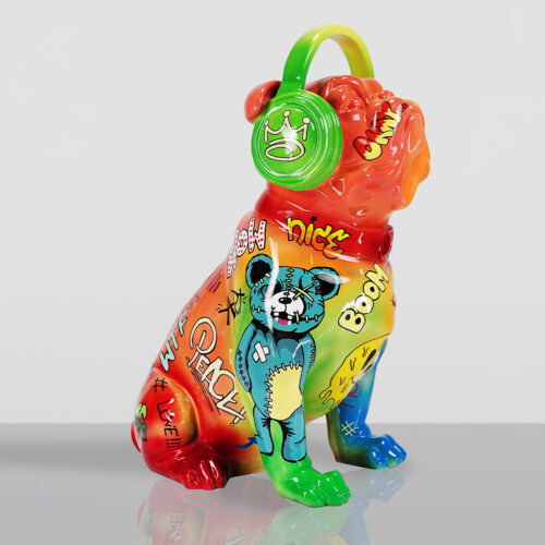 Bulldog mit Kopfhörern - Pop Art