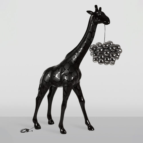 Große Giraffe 230cm Lampe – Schwarze Version mit Flecken