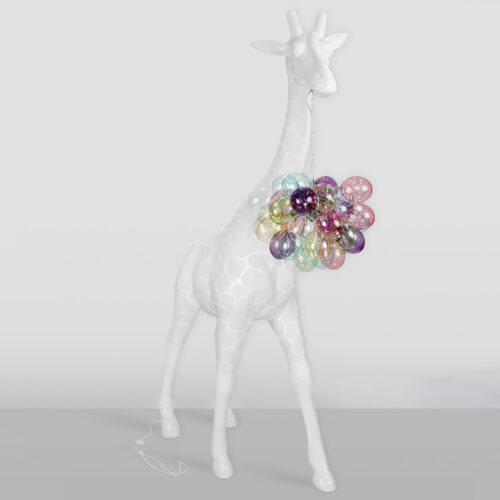Große Giraffe 230 cm Lampe – Weiße Version mit Flecken