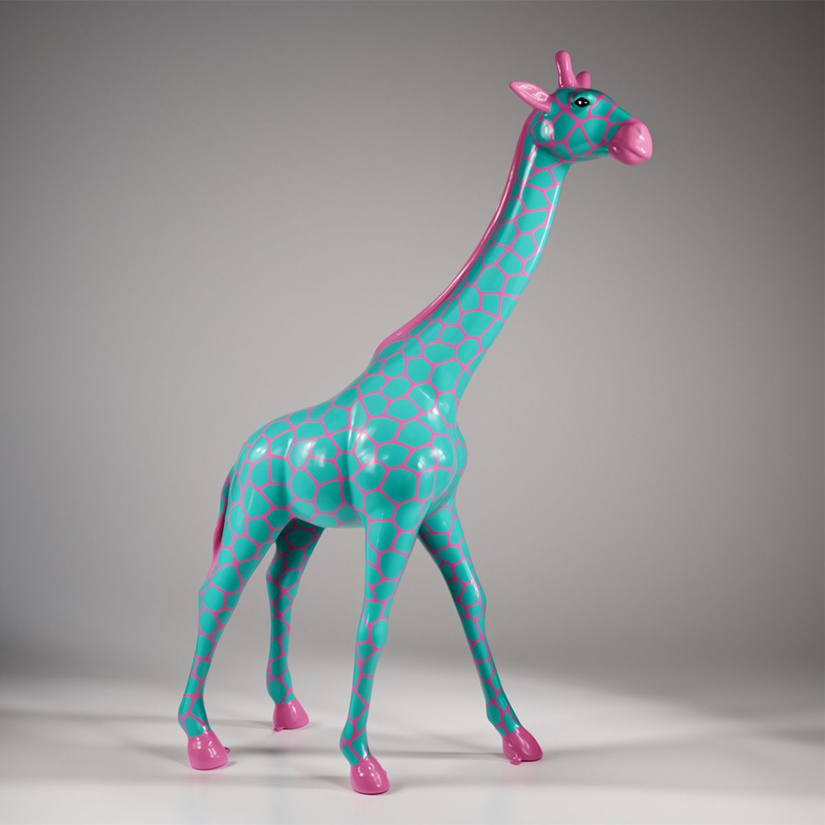 Große Giraffe 230CM Rosa Version mit Céladon-Flecken