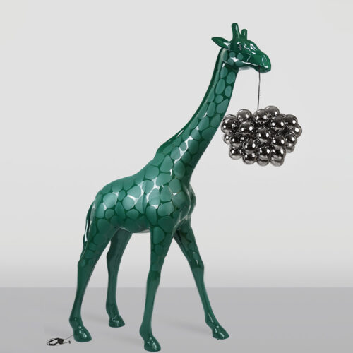 Große Giraffe 230cm Lampe – Grüne Version mit Flecken