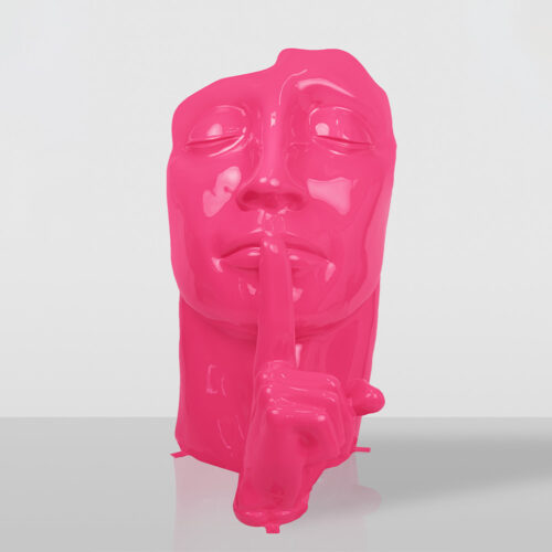 Rosa Maske „Finger auf den Lippen”