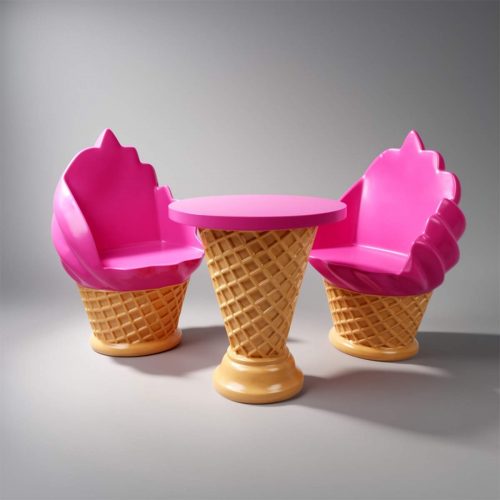 Möbelset für die Eisdiele – Waffeltisch + Eissessel
