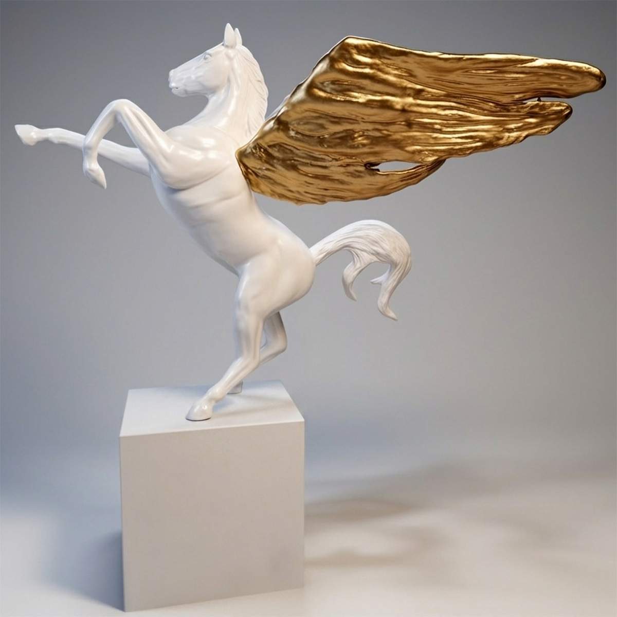 Große Dekorative Pegasus Auf Sockel Figur – Bild 3