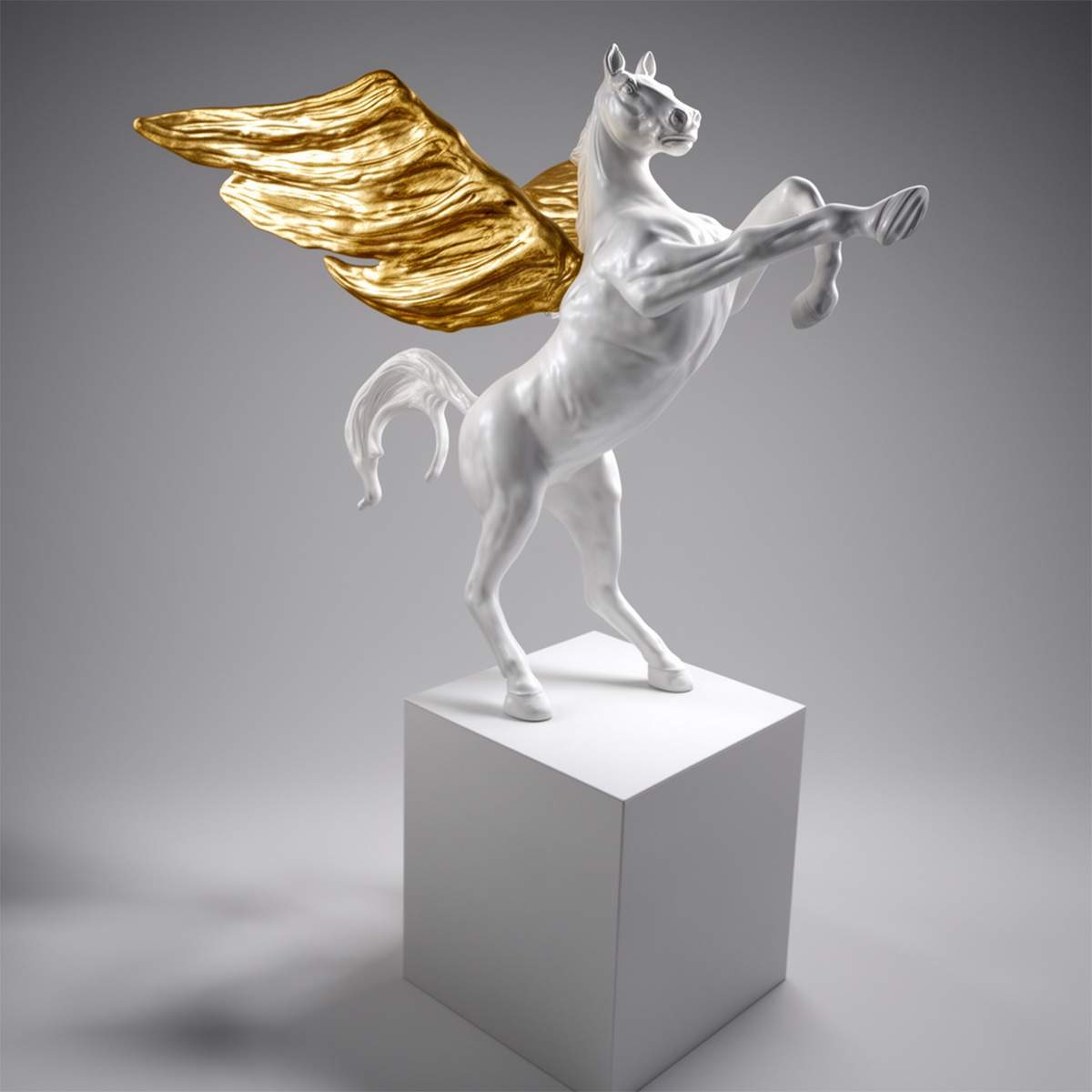 Große Dekorative Pegasus Auf Sockel Figur – Bild 2