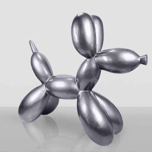 Große Dekorative Ballonhund-Figur – Silber