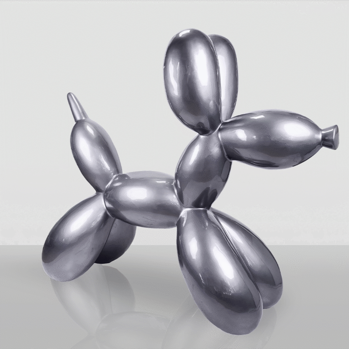 Große Dekorative Ballonhund-Figur – Silber