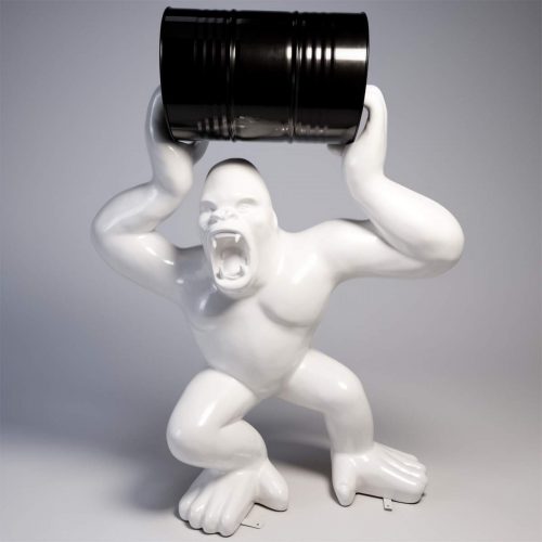 Große Fiberglas Gorillafigur MIT Fas