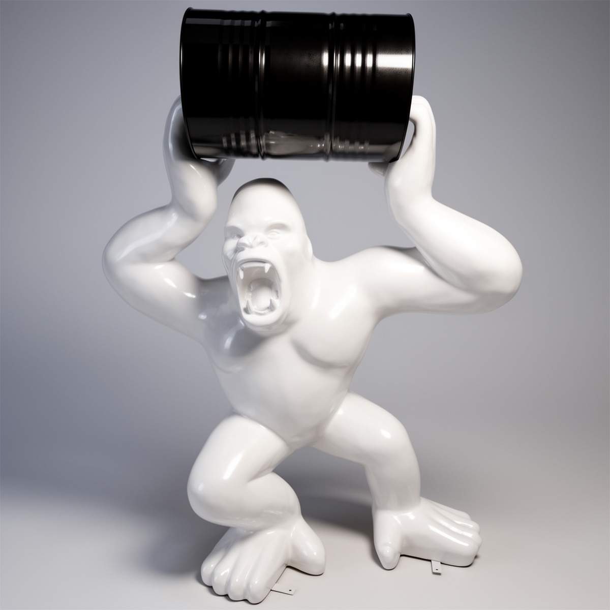Große Fiberglas Gorillafigur MIT Fas – Bild 2