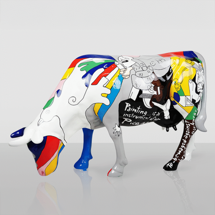 Große Figur – Handbemalte Kuh, Motiv Pablo Picasso