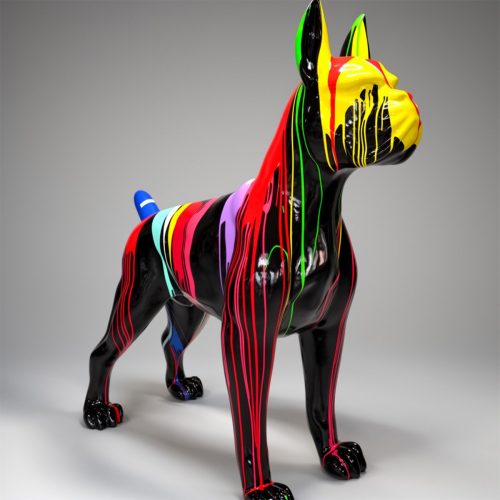 Große Boxer Hund Glasfaser Bunte -Figuren