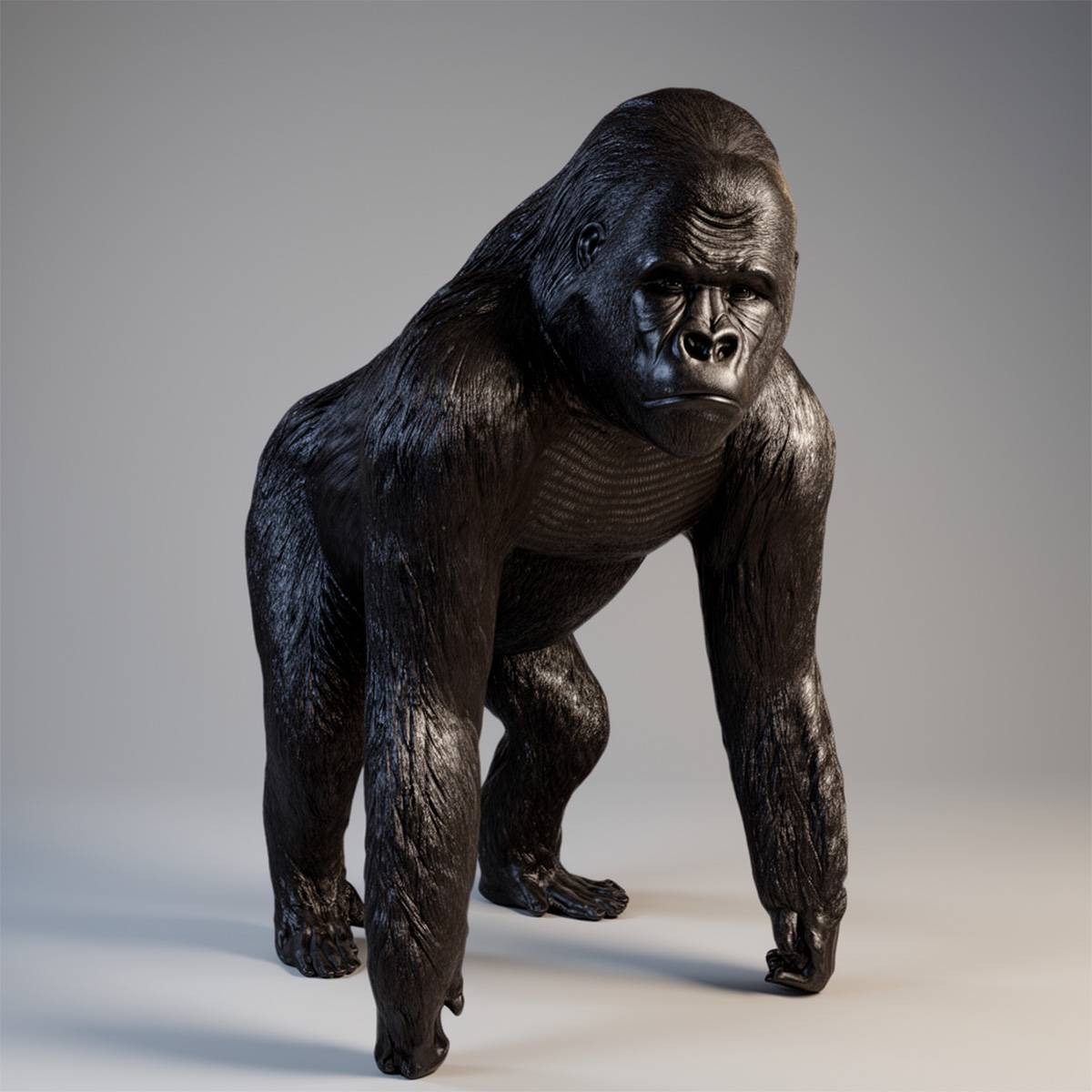 Große Dekorative Gorilla Einfarbig Figur
