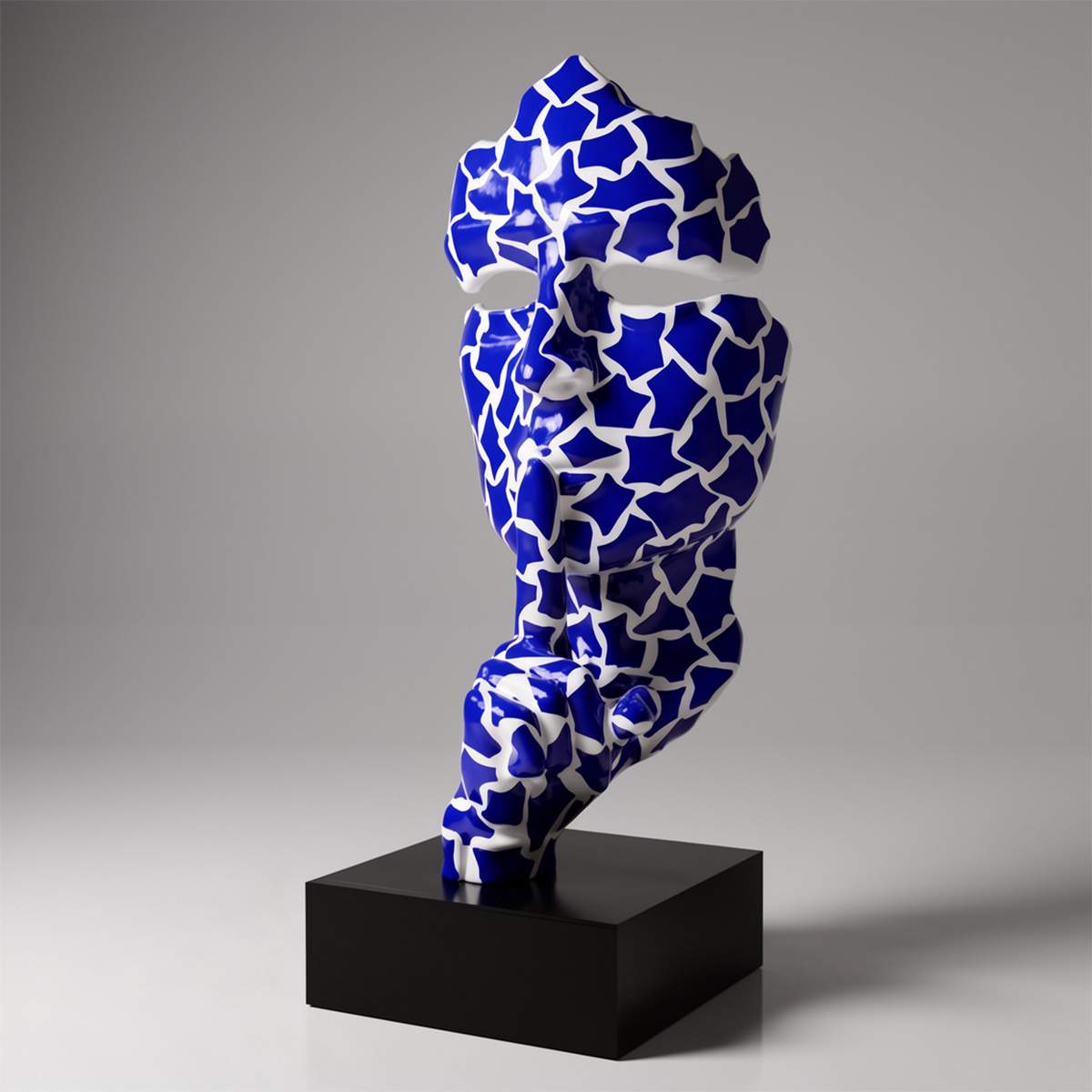 Große Dekorative Maske Auf Sockel Blaue Flecken Figur