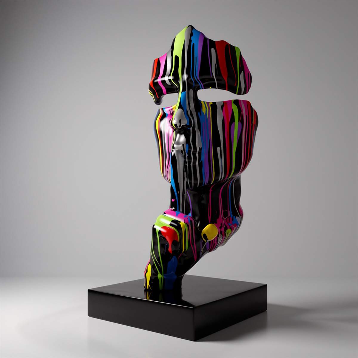 Mittelgroße 120CM Maske auf Standfuß - Schwarz Trash