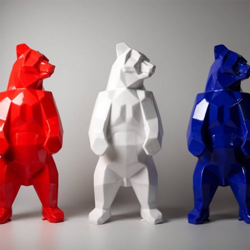 Große Figur Bär Quadrat - Rot