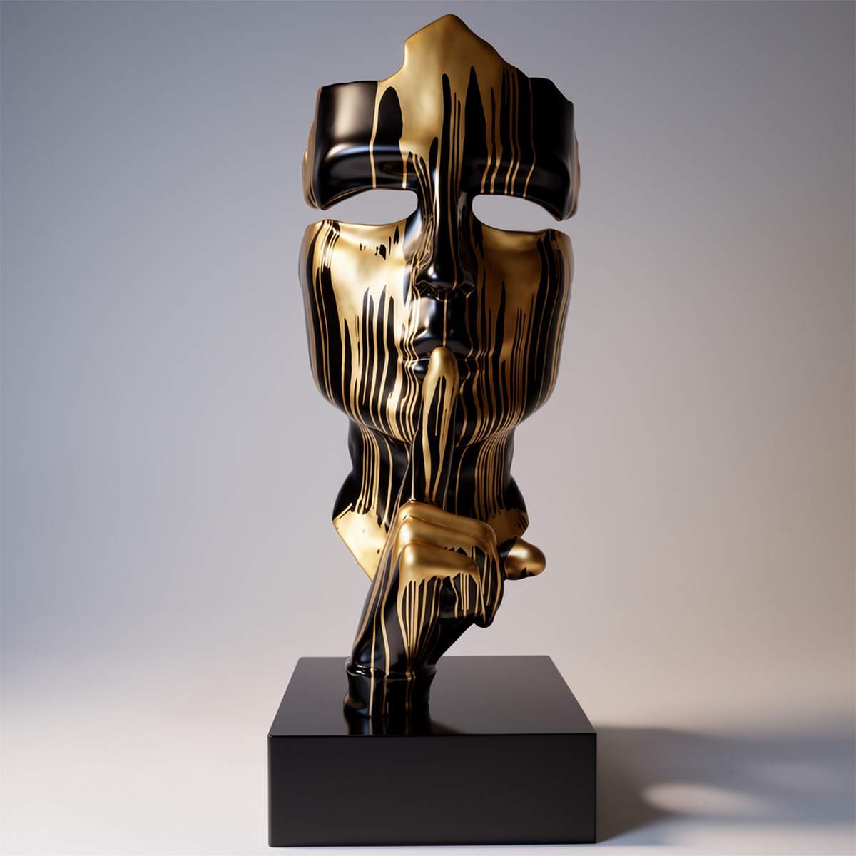 Große Maske auf Standfuß - Gold Trash