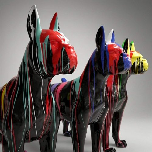 Große Boxer Hund Glasfaser Bunte -Figuren