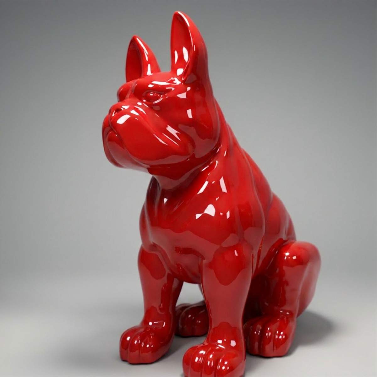 Riesige Dekorative Bulldogge Sitzend Einfarbig Figur – Bild 3